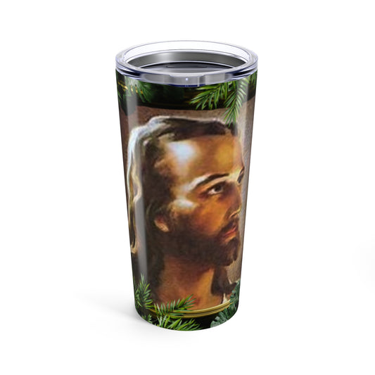 Religious Tumbler 20oz, Green, Tropical Head of Christ