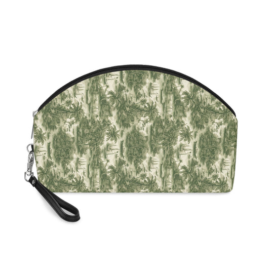 Makeup Bag - Tropical Toile #1, green