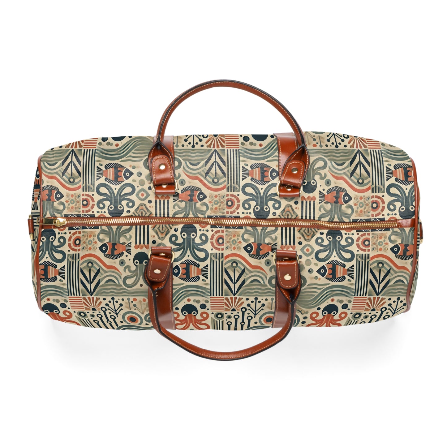 Tropical Waterproof Travel Bag - Perfect for Beach Getaways / Mid-Century Octopus