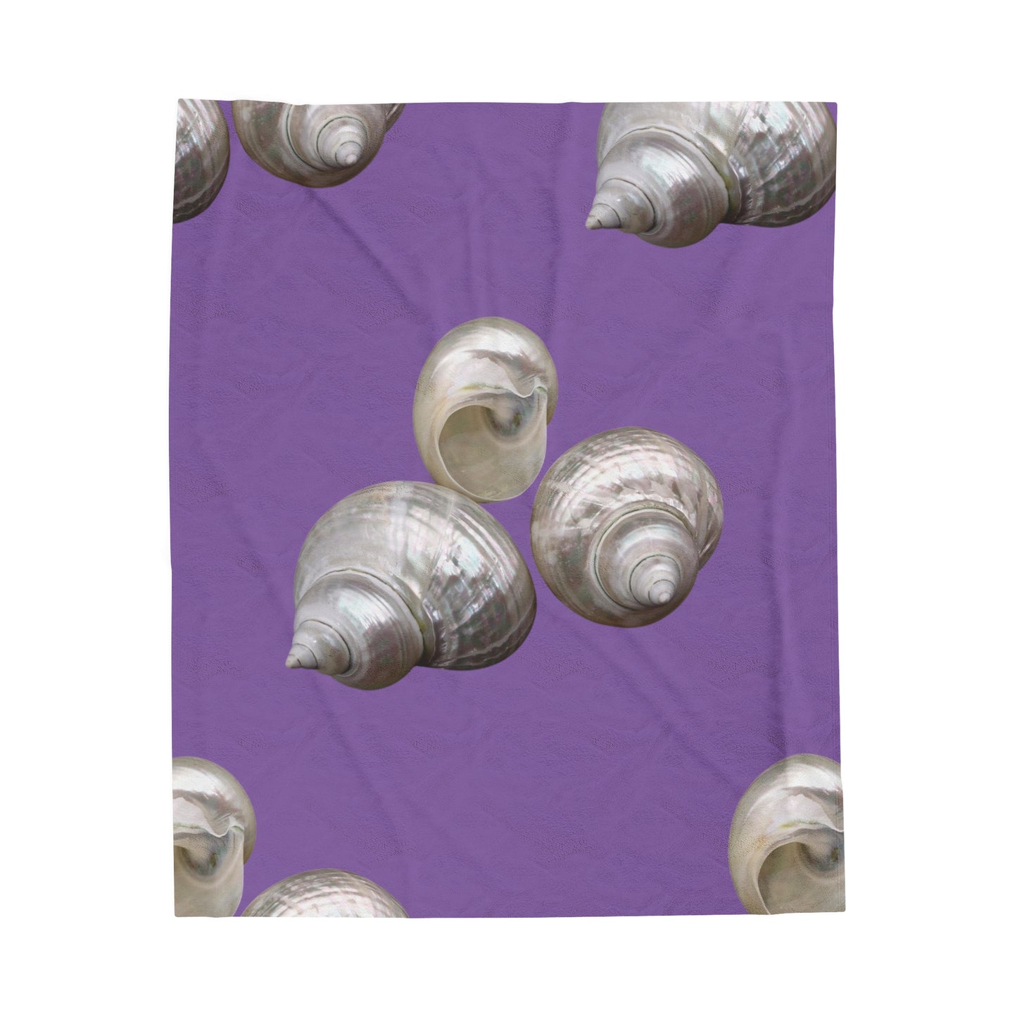 Tropical MACRO White Nautilus Trio/Purple Velveteen Plush Blanket - Cozy Home Decor for Coastal Lovers