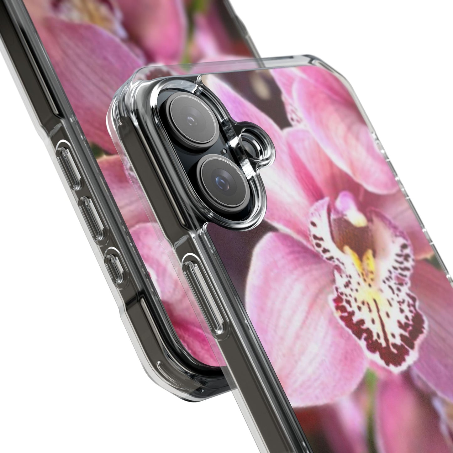 Pink Orchid/Photo Magnetic Clear Phone Case, Many Models