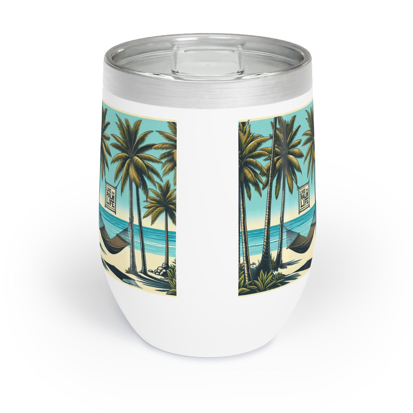 Chill Wine Tumbler, Hammock on the Beach, Teal