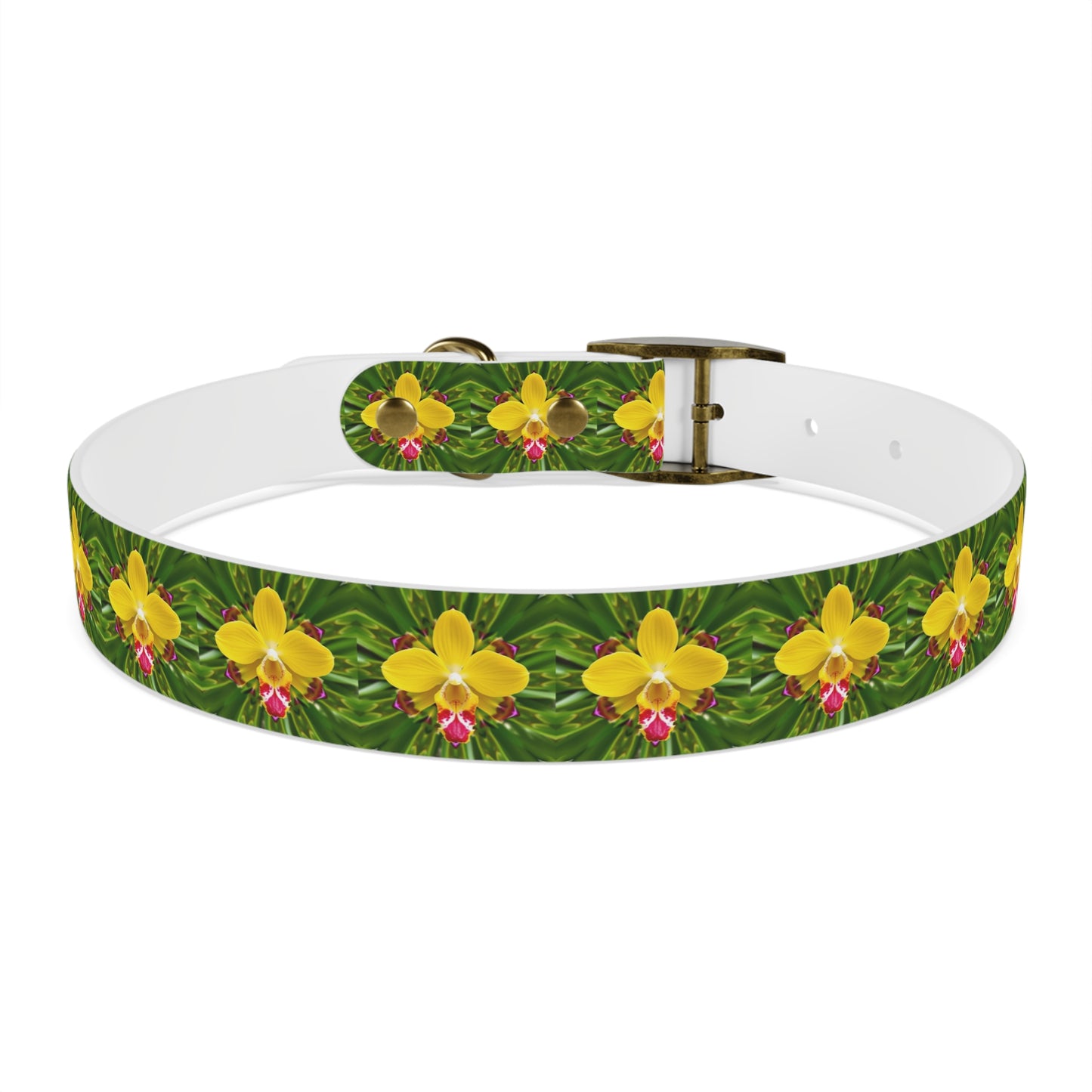 Dog Collar - Yellow Orchid Kaleidoscope