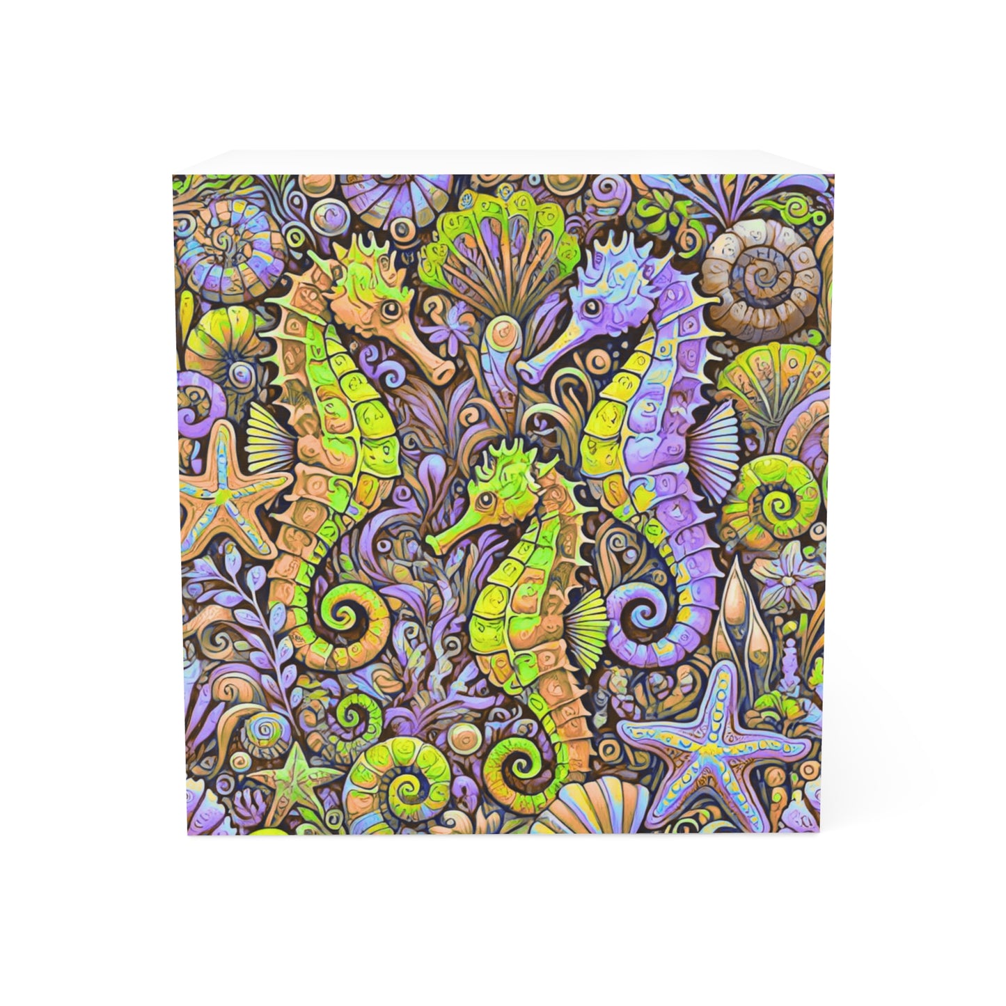 Note Cube - Seahorse Trio/Purple