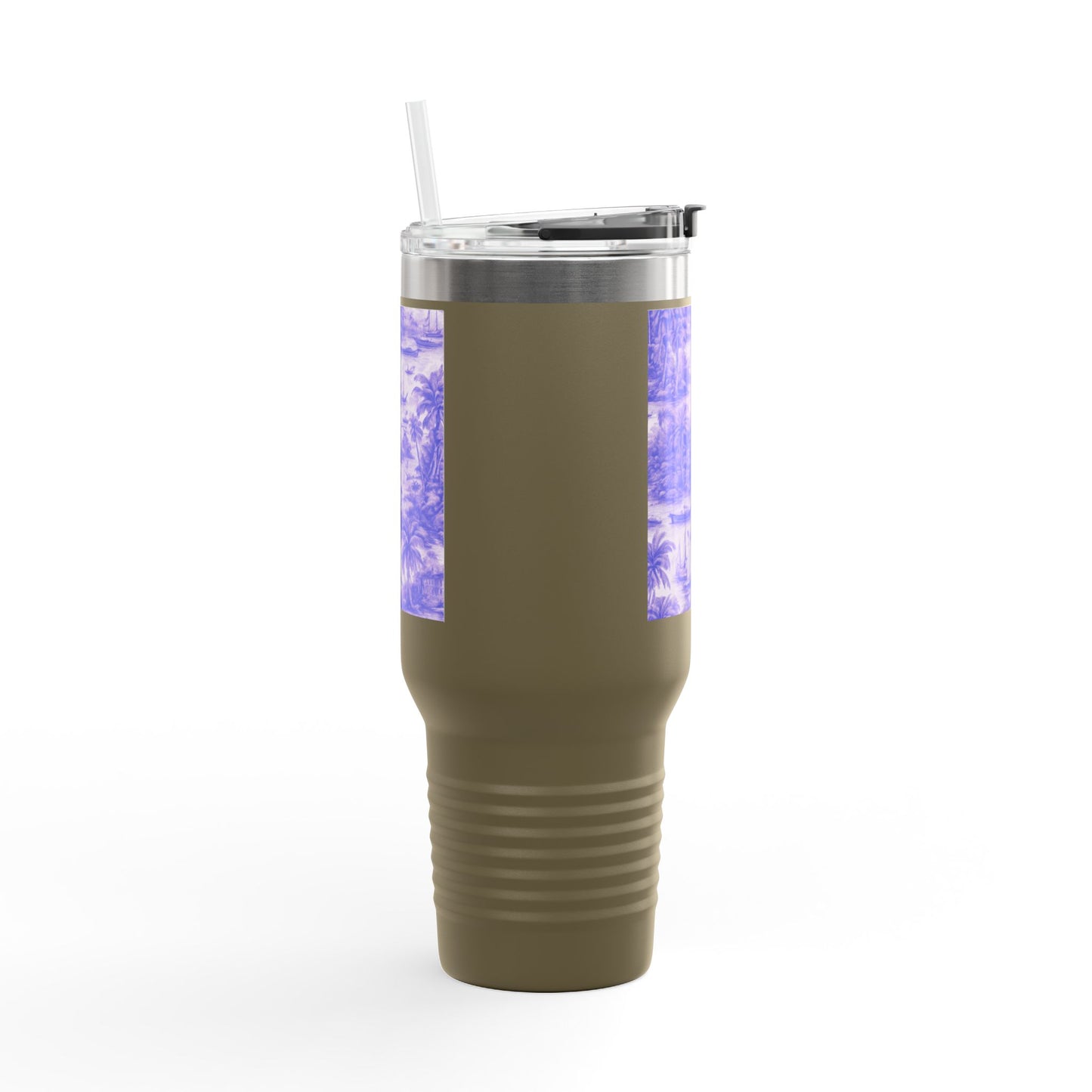 Insulated Travel Mug, 40oz / Tropical Toile, Amethyst - Perfect for Outdoor Adventures