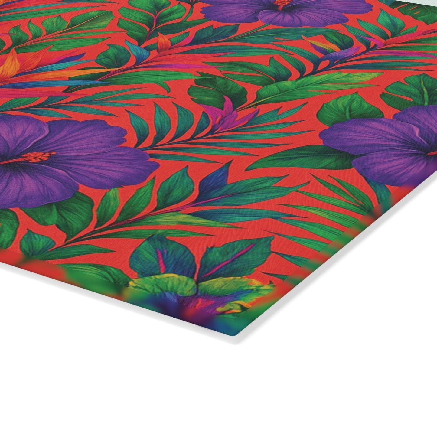 Glass Cutting Board, 2 sizes - Midnight Flower Coral