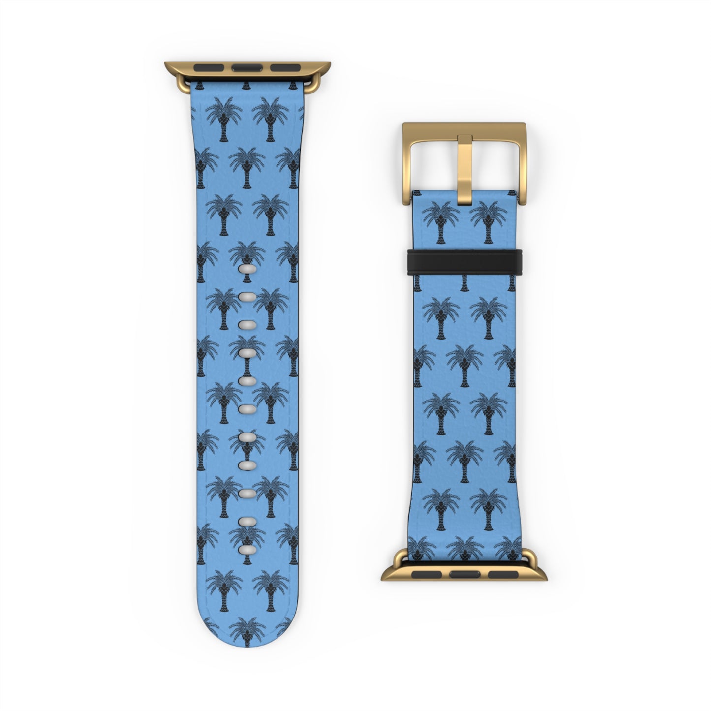 Watch Band - Art Deco Palm, Repeat Lt. Blue