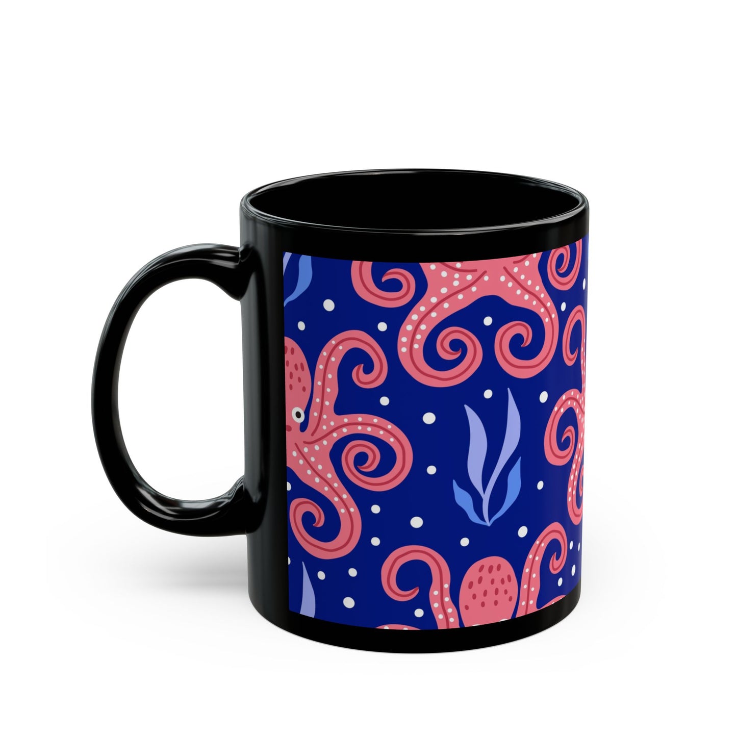 Tentacle Twist Octopus Black Coffee Mug