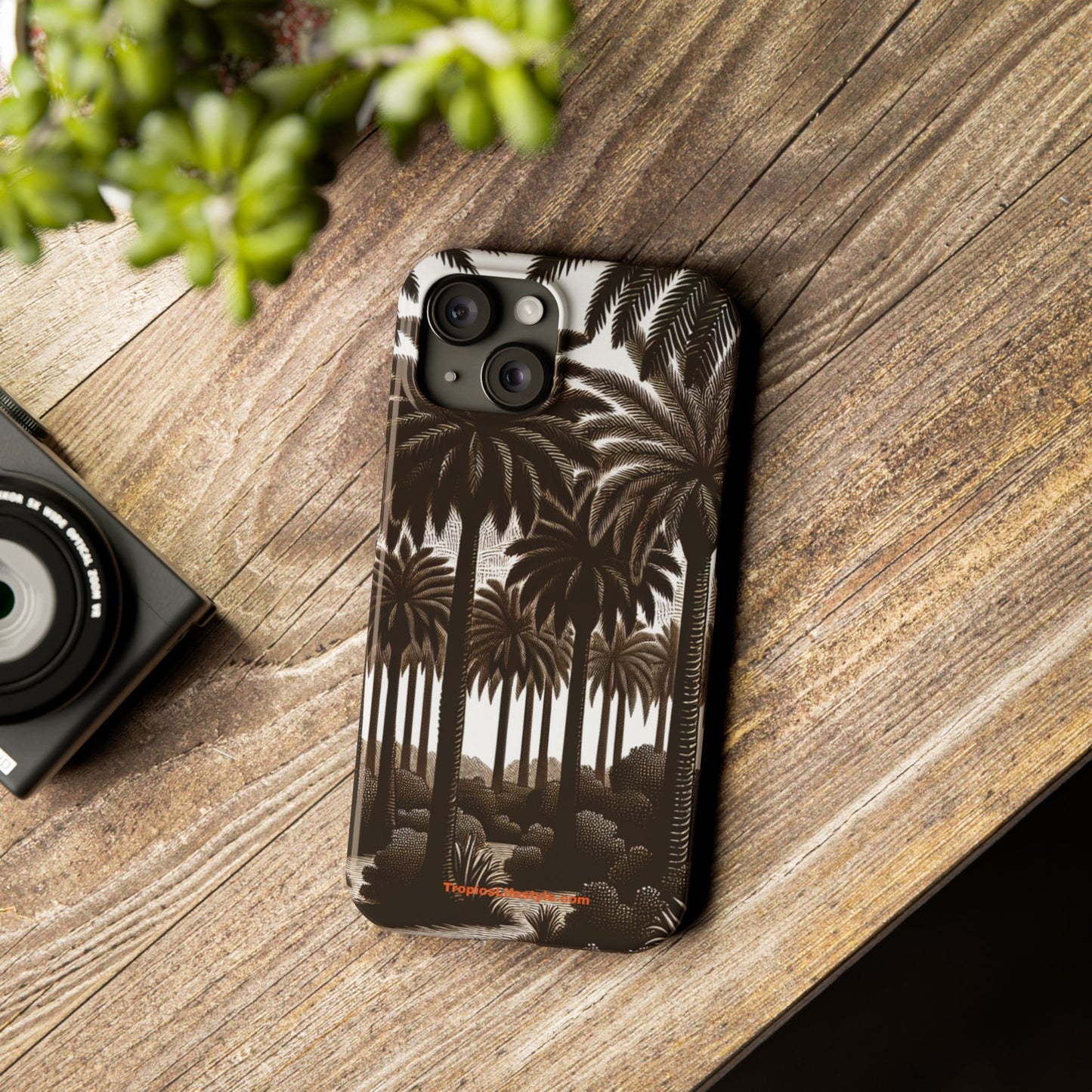 Slim Phone Cases - Woodcut Palm Grove