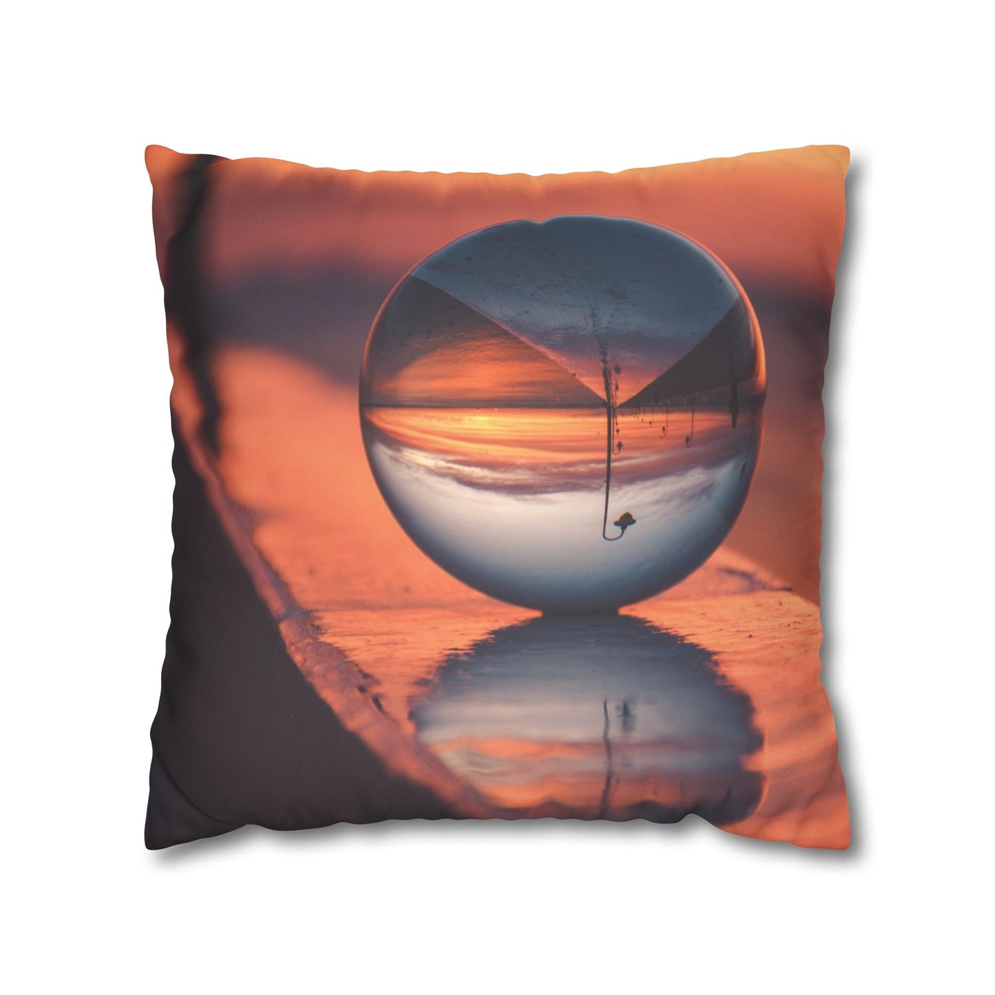 Faux Suede Square Pillowcase - Crystal Ball at Sunset Pier