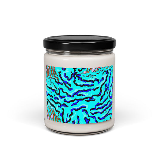 Vibrant Scented Soy Candle - 9oz Eco-Friendly Home Decor / Wild Coral Reef/Turquoise