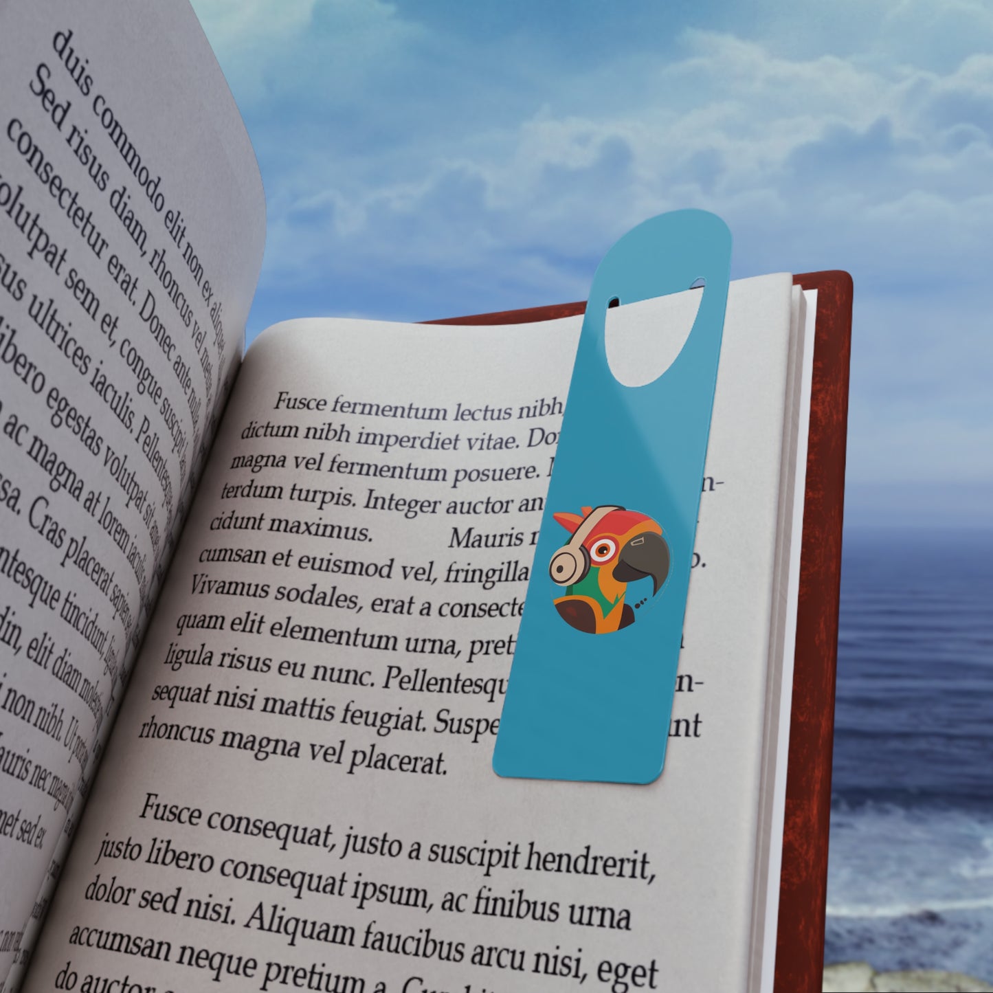 Bookmark - Aluminum, Tropical Toile, Rockin' Out Parrot Turquoise