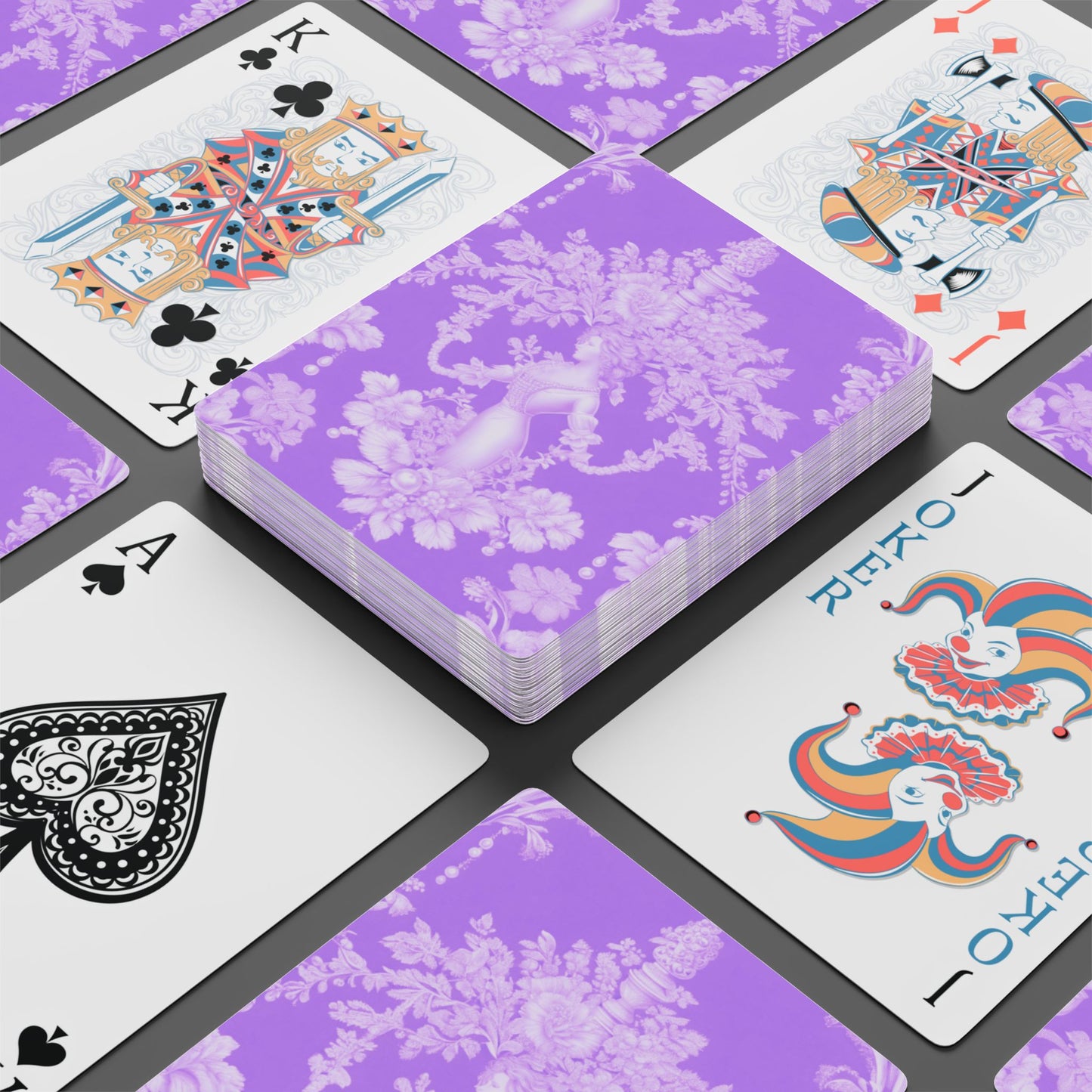 Poker-Sized Playing Cards - Pearl Lady Toile, purple