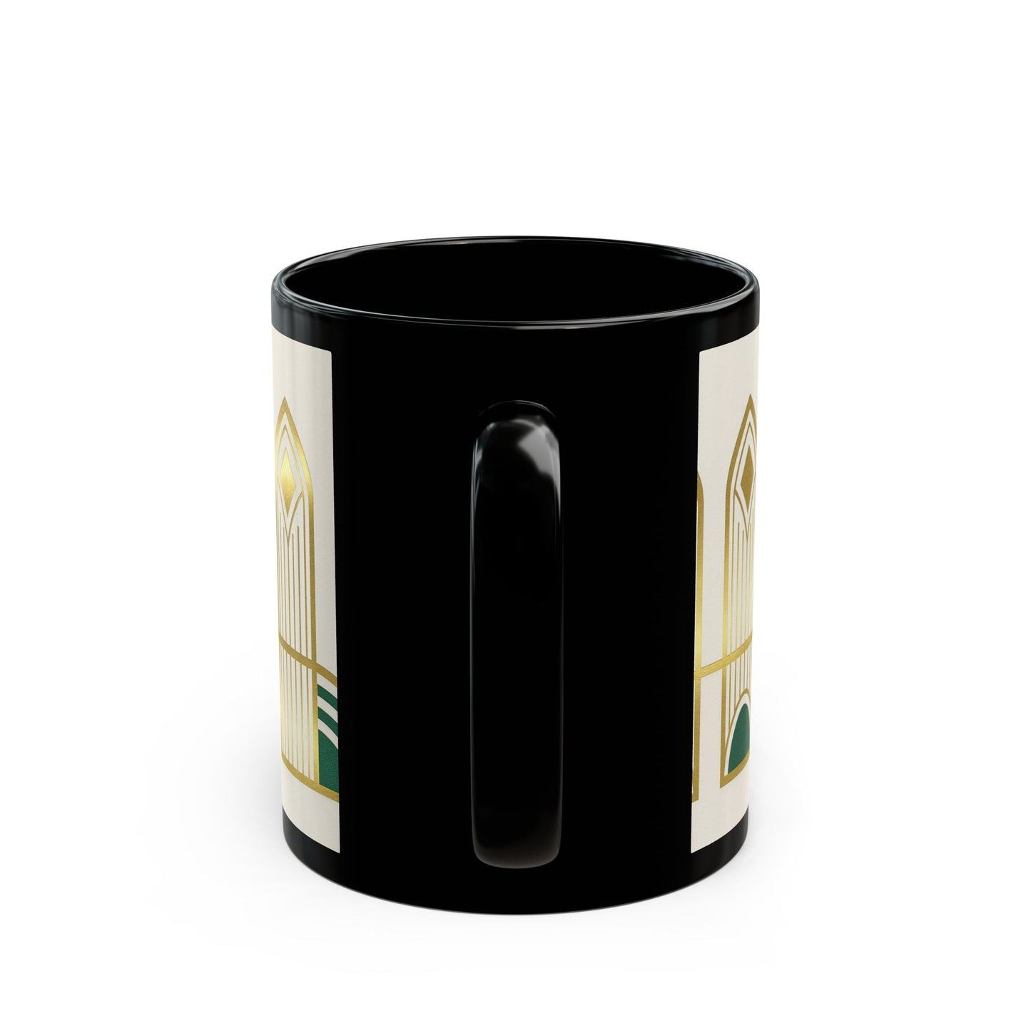 Art Deco Palm Black Mug – Tropical Vintage Coffee Cup (11oz/15oz)