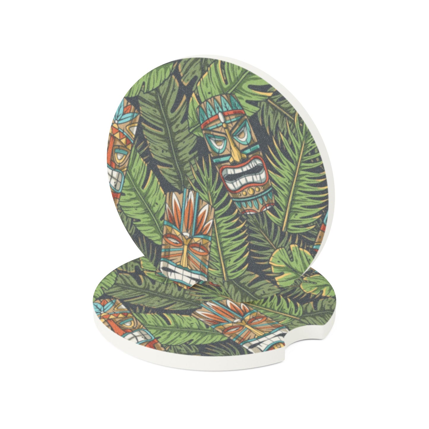 Soapstone Car Coaster - Tiki Greenery