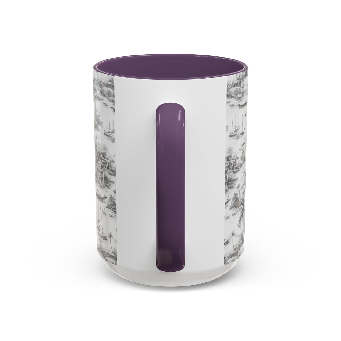 Accent Coffee Mug (11, 15oz), 8 Colors - Tropical Toile #1, soft black