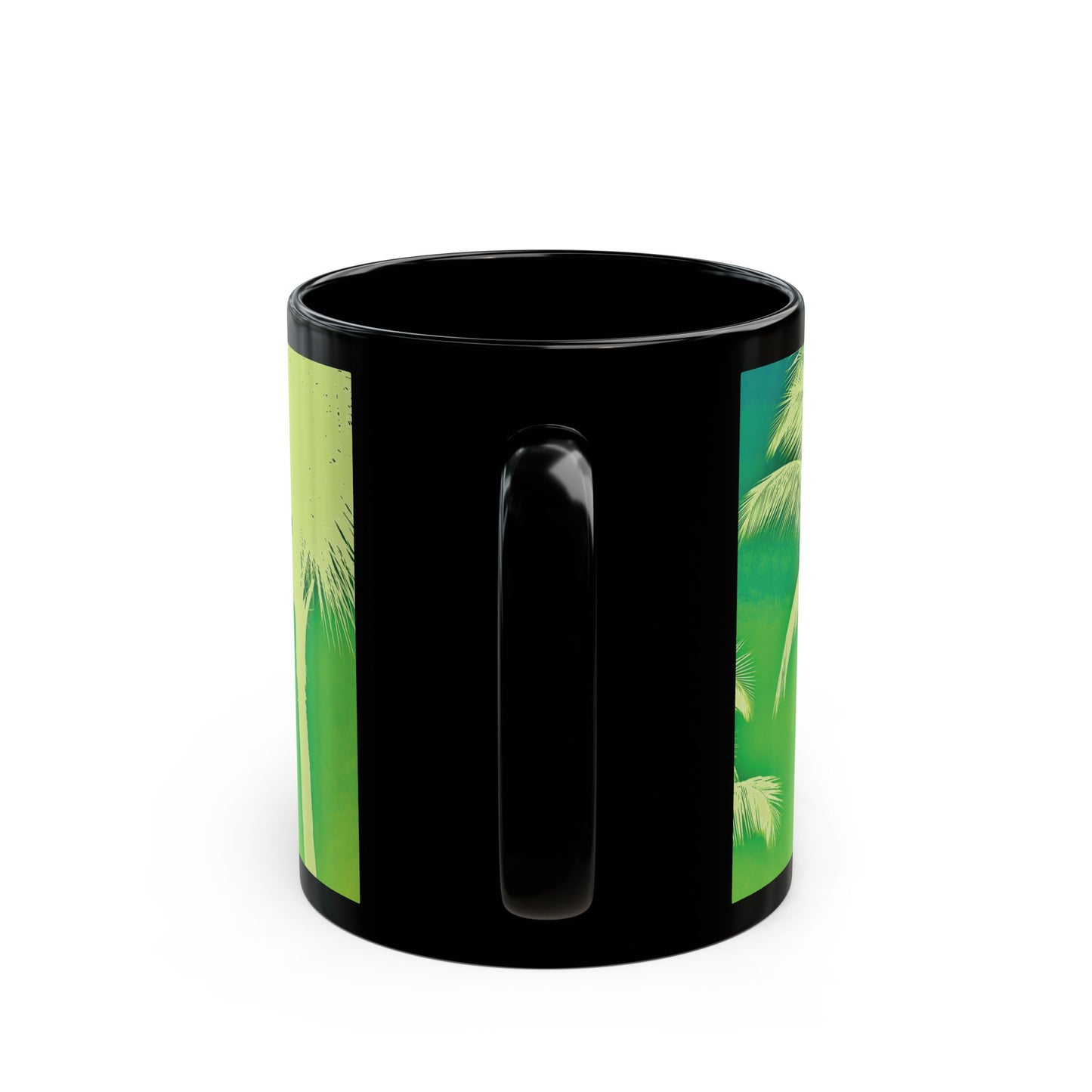 Black Coffee Mug - Palm Glow Green