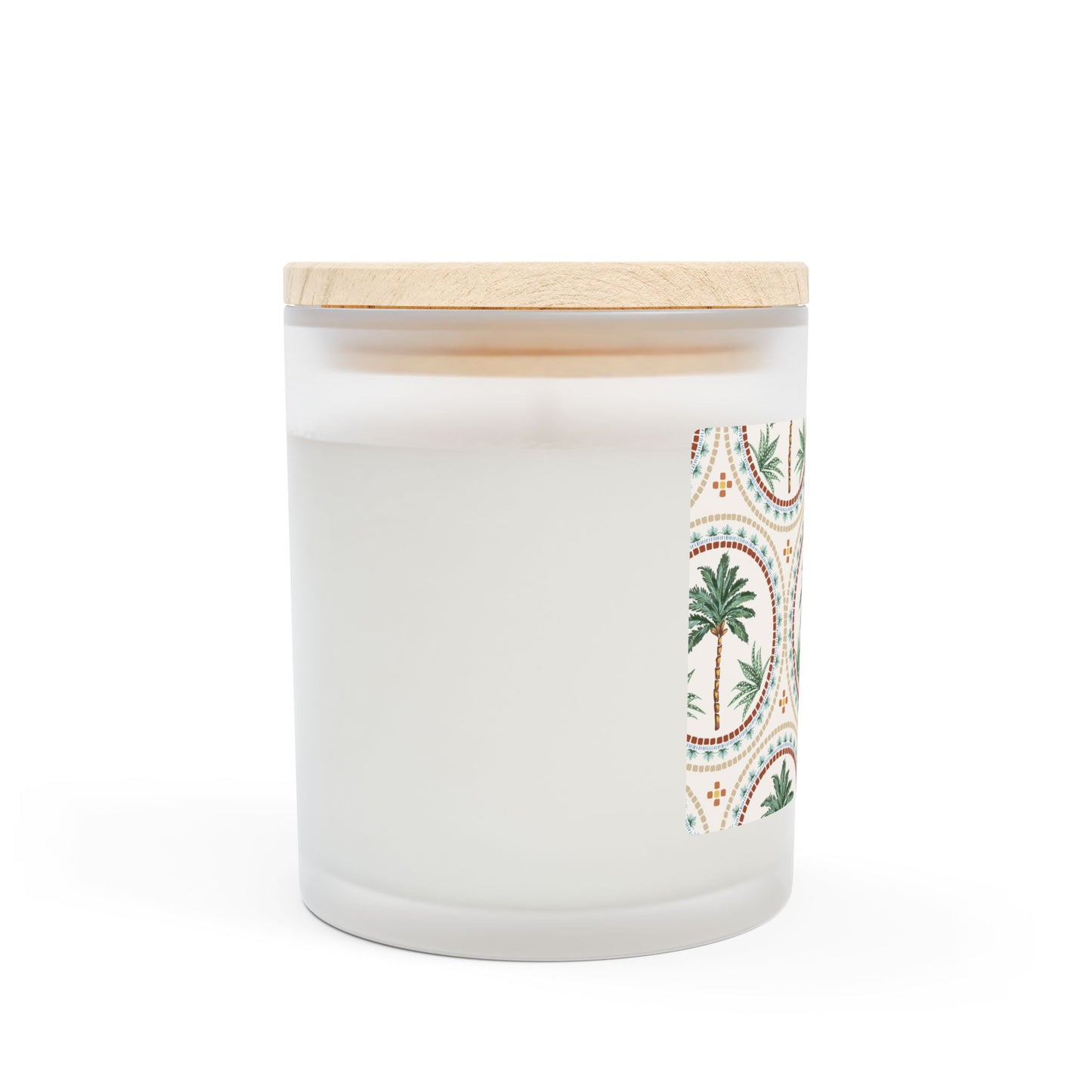 Frosted Glass Candle, 11oz, Mosaic Palm Tree