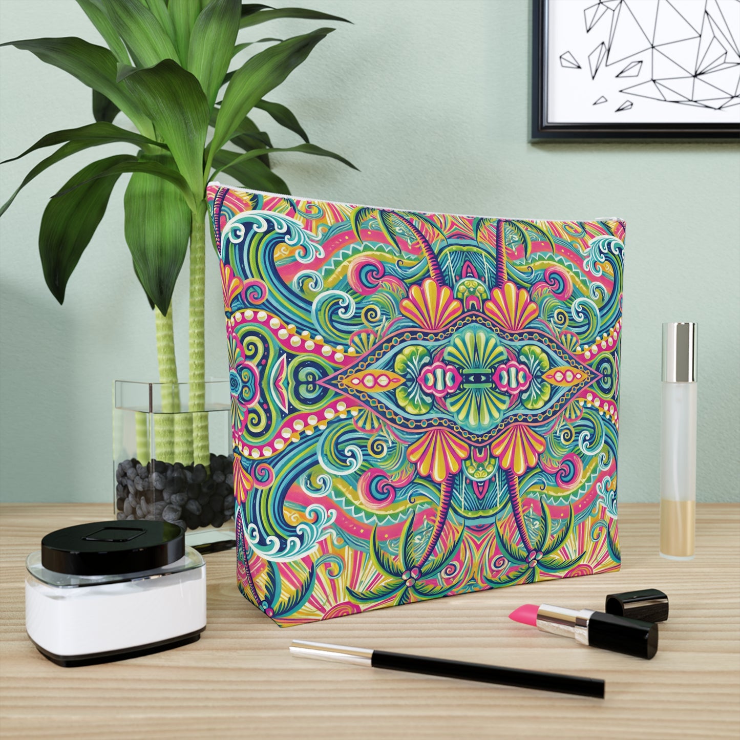 Tropical Cotton Cosmetic Bag, Makeup Pouch, 5 Sizes / Kaleido Bay