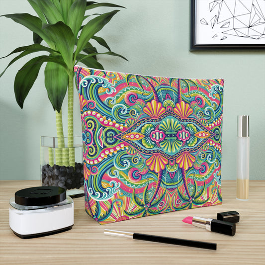 Tropical Cotton Cosmetic Bag, Makeup Pouch, 5 Sizes / Kaleido Bay