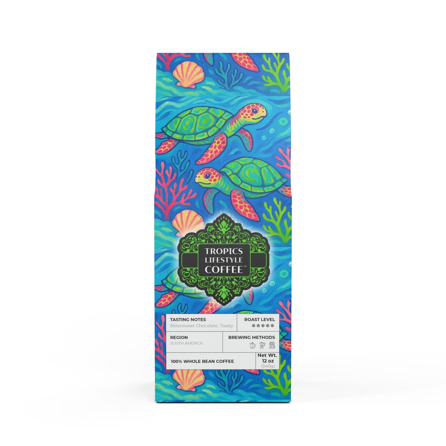 Black Coral Blend™ (Dark French Roast) Specialty Grade Craft Coffee / Turtles and Corals