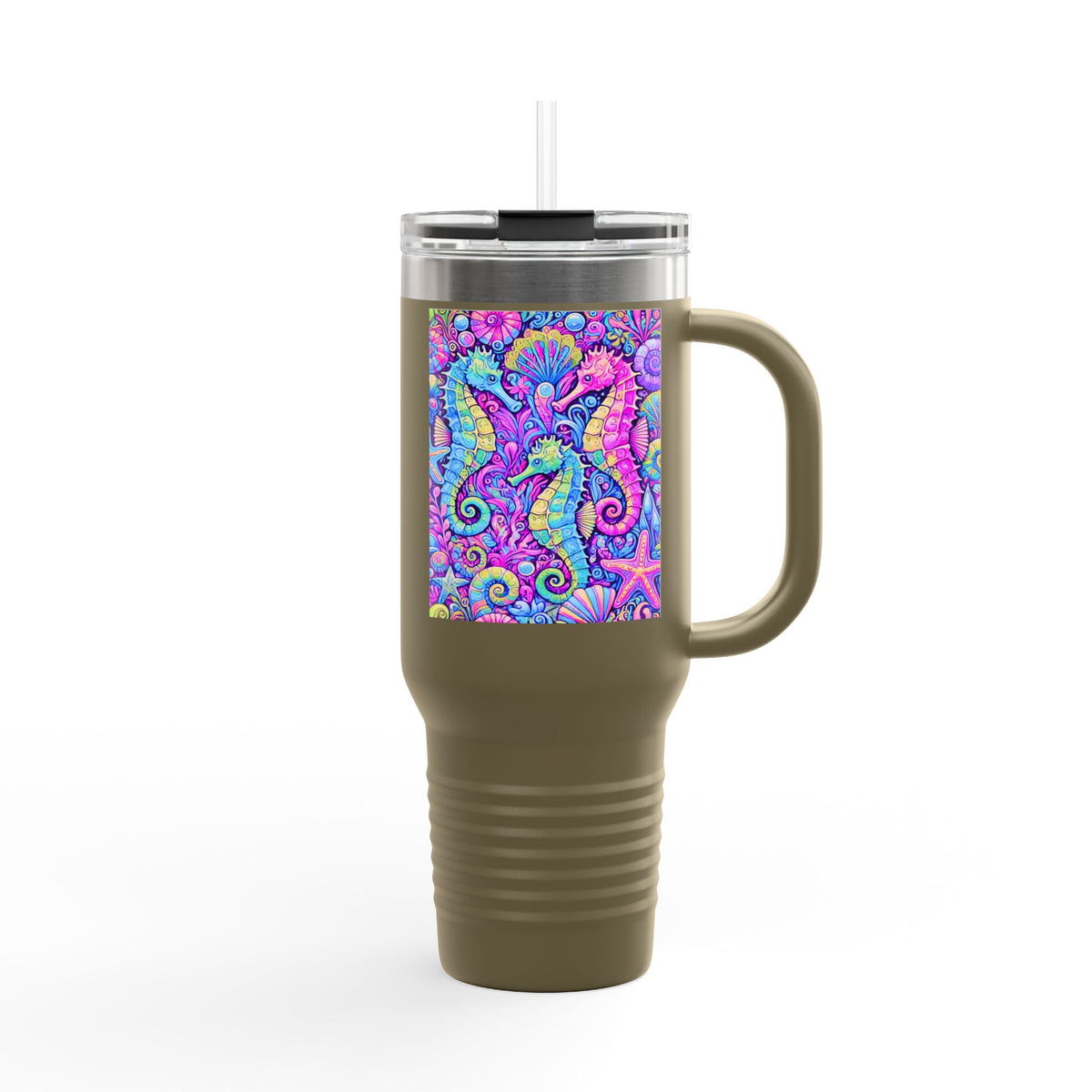 Seahorses/Fantasy Pop nsulated Travel Mug - 40oz - Perfect for Outdoor Adventures