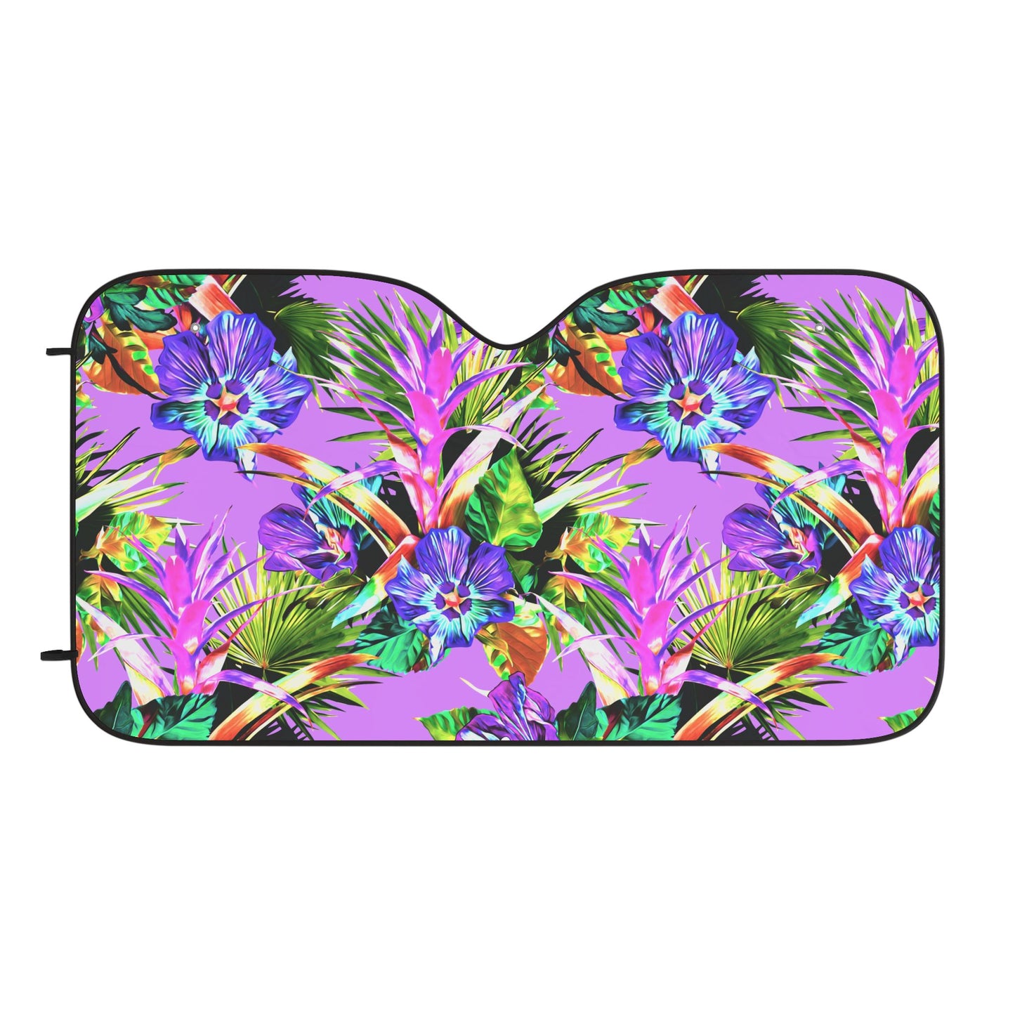 Tropical Floral Car Sun Shades / Plant Palooza, Purple