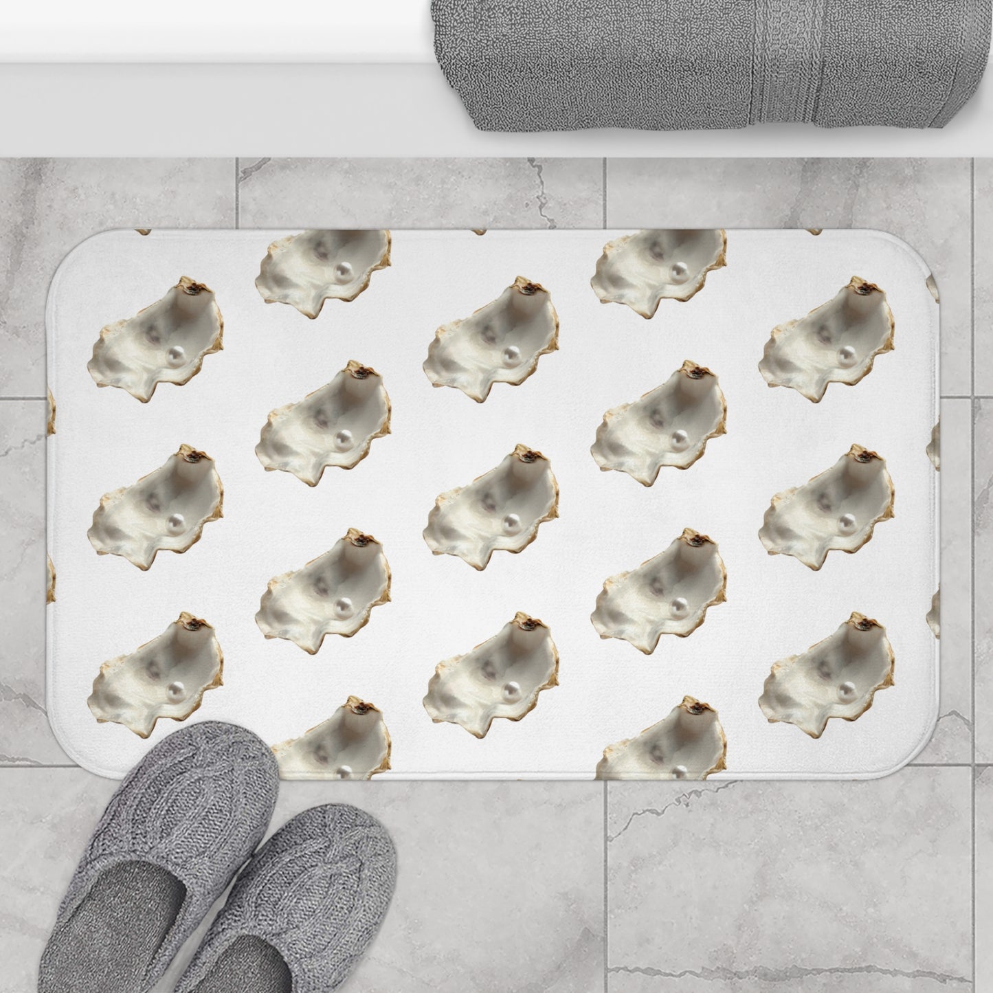 White Freshwater Pearl Bath Mat, 2 Sizes - Tropical Vibes for Home Decor