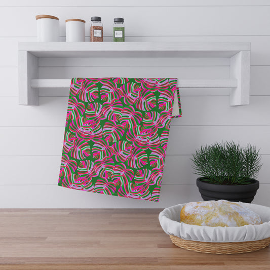 Tea Towels (cotton, poly), Monstera Pink Pop