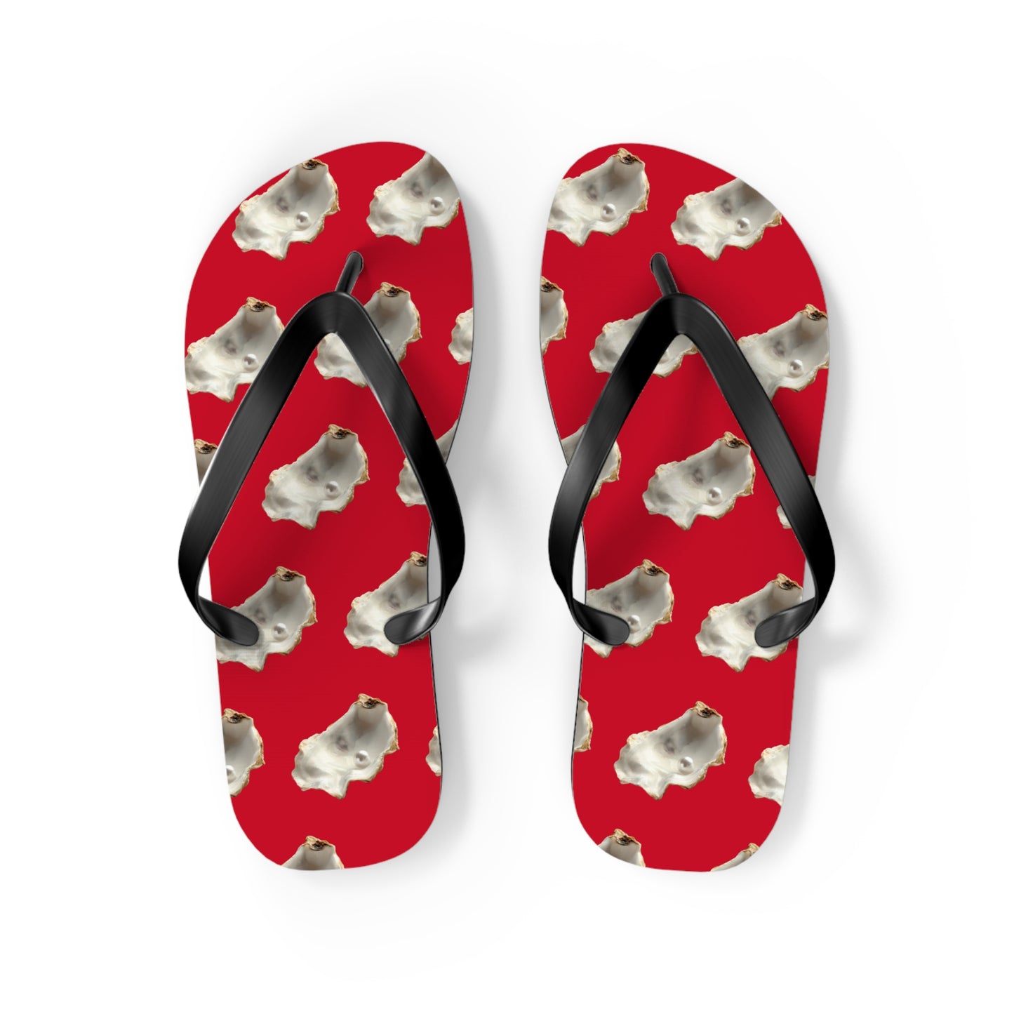 Flip Flops - White Pearl Oyster, dark red