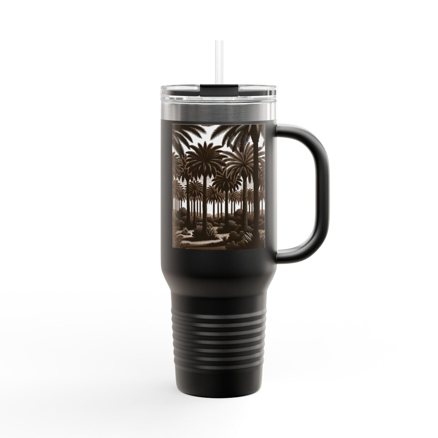 Woodcut Palms Insulated Travel Mug - 40oz - Perfect for Outdoor Adventures
