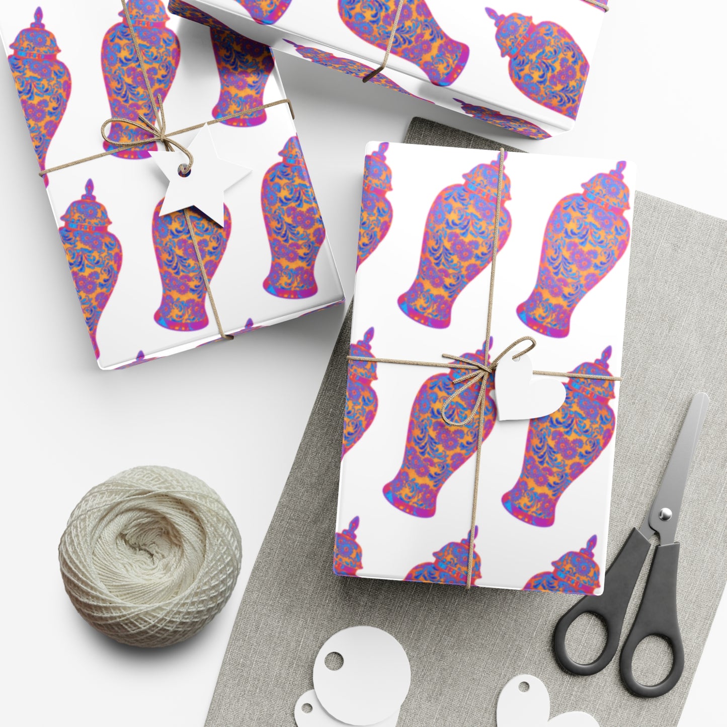 Wrapping Paper - Tropical Gift Wrap for All Occasions / 3 Sizes, 2 Finishes / Heatwave Ginger Jar