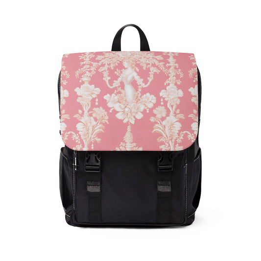 Tropical Casual Backpack - Perfect for Everyday Adventures / Pearl Lady Toile, Hibiscus Pink