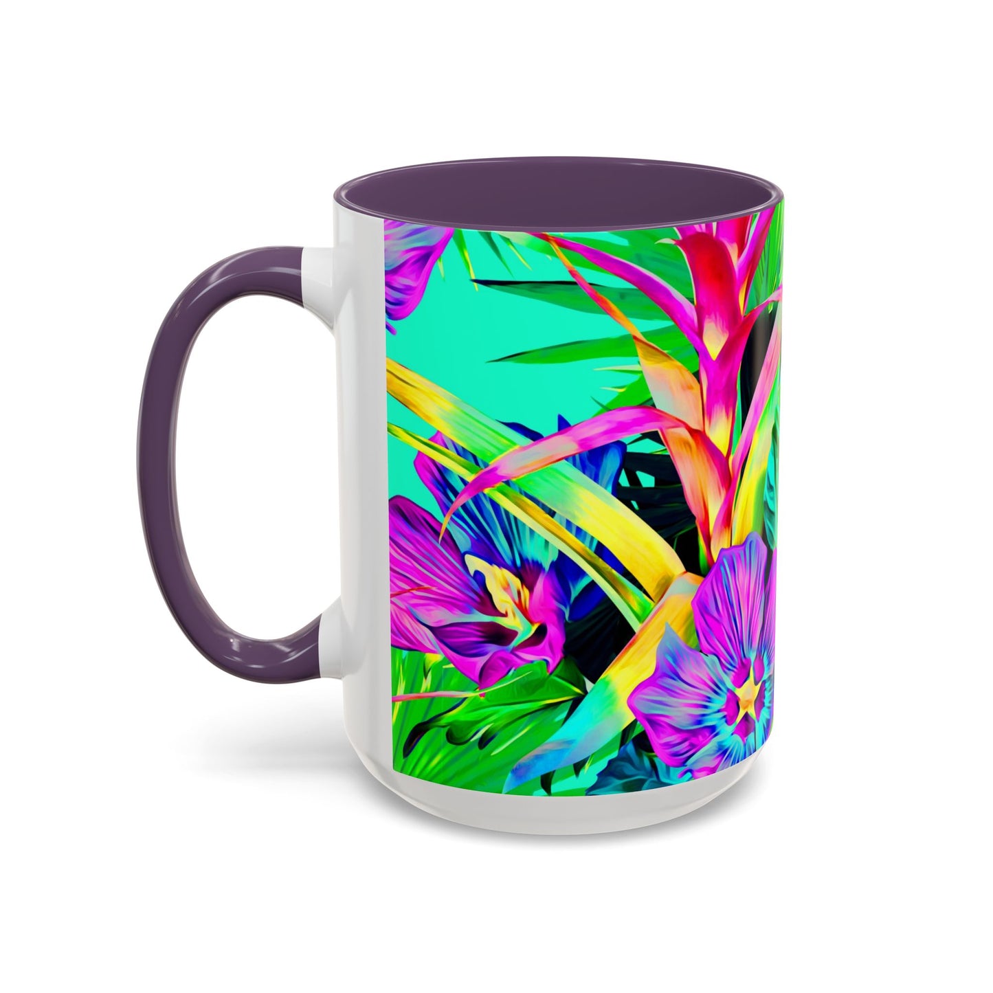 Accent Coffee Mug (11, 15oz), Plant Palooza, turquoise / Various Colors