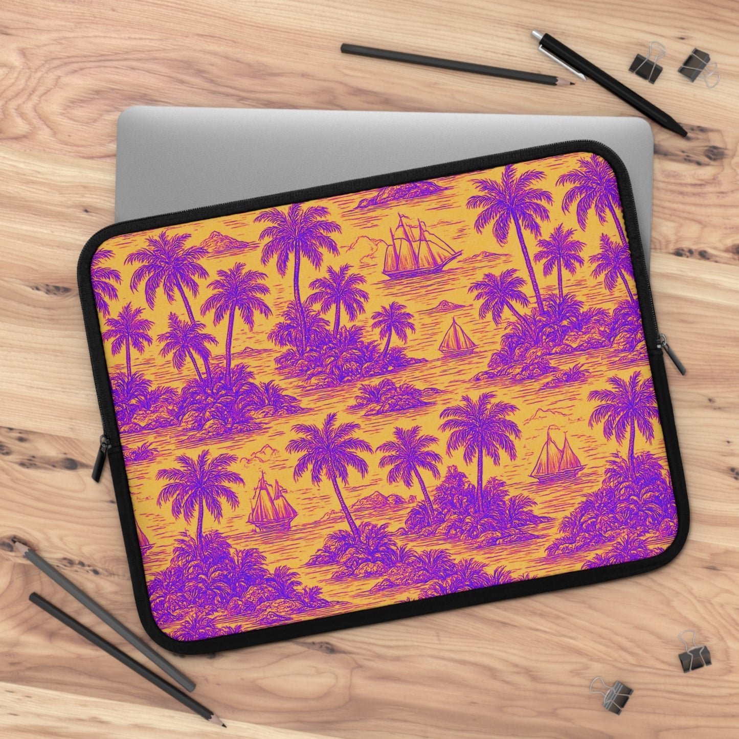 Tropical Laptop Sleeve, 5 Sizes - Perfect for Beach Lovers & Students / Faraway Toile, Pop