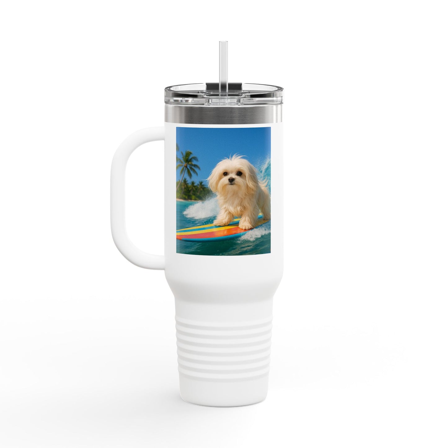 Puppy Ariel the Dog Surfer Insulated Travel Mug - 40oz - Perfect for Outdoor Adventures