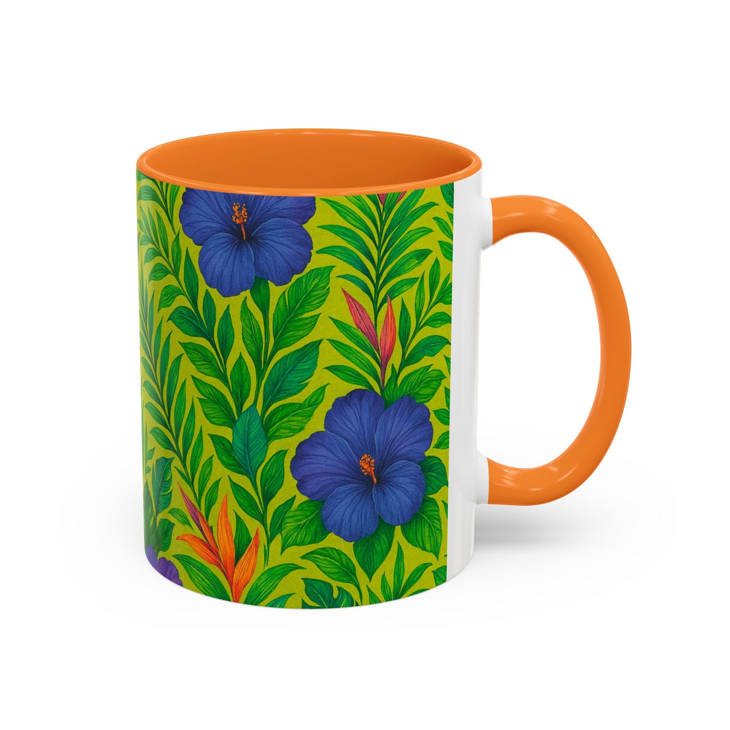 Vibrant Floral Coffee Mug - 11oz & 15oz / Midnight Flower Lime