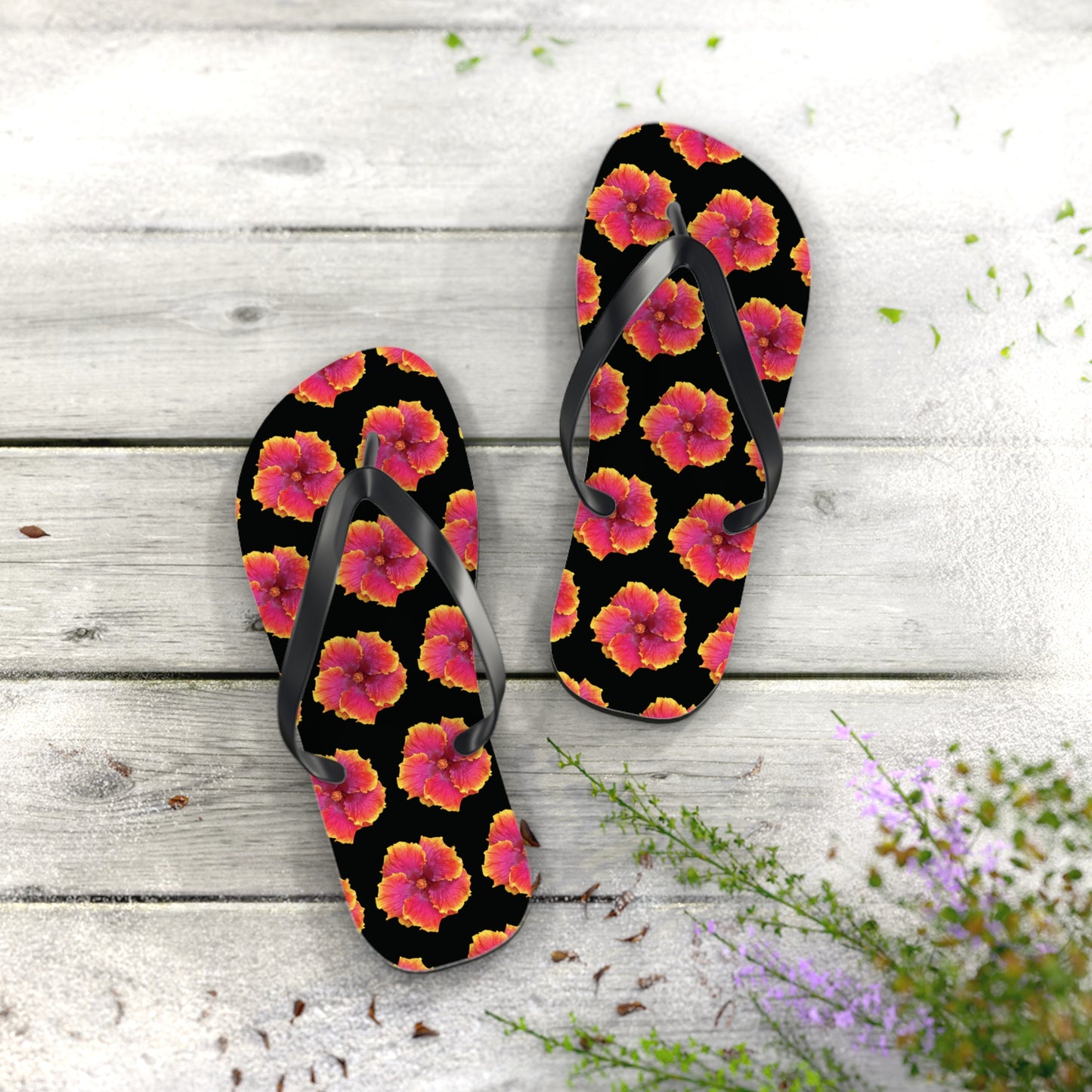 Flip Flops - Sunset Hibiscus/Black