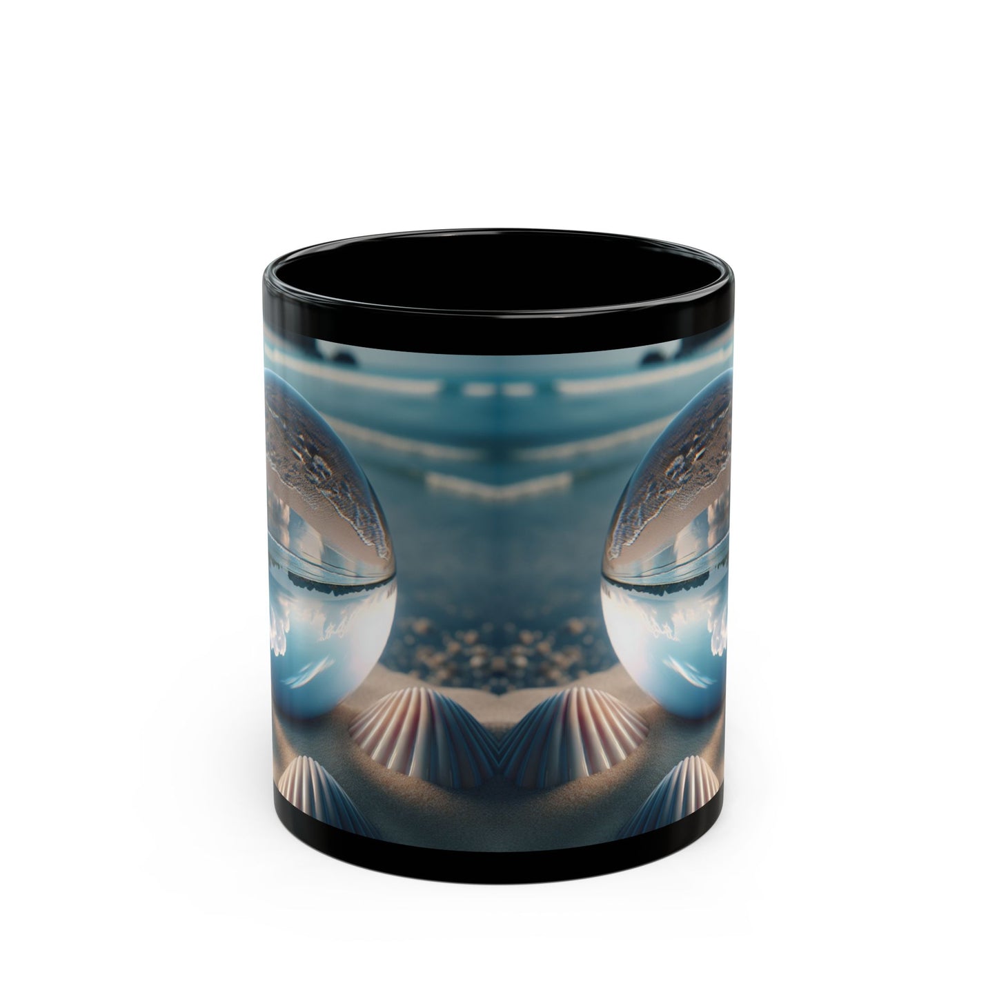 Black Coffee Mug - Beach Illusion Ball