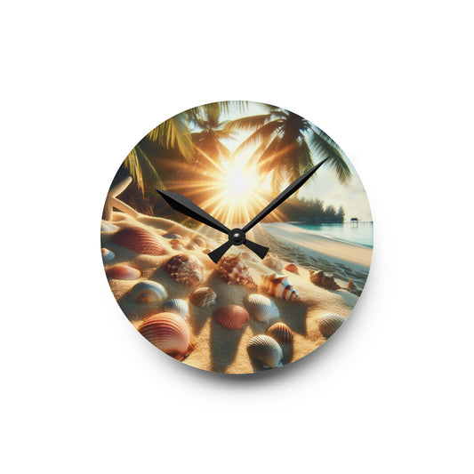 Acrylic Wall Clock, Sunrise on Shell Beach, 4 Variants