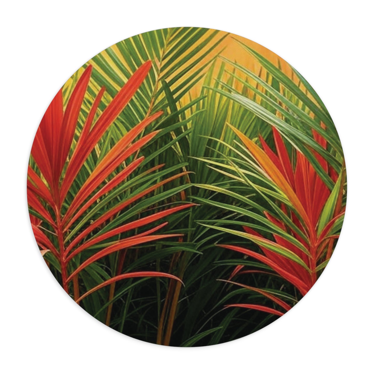 Tropical Mouse Pad, 2 Shapes - Beach Vibes for Home Office & Gamer / Red Flame Palms