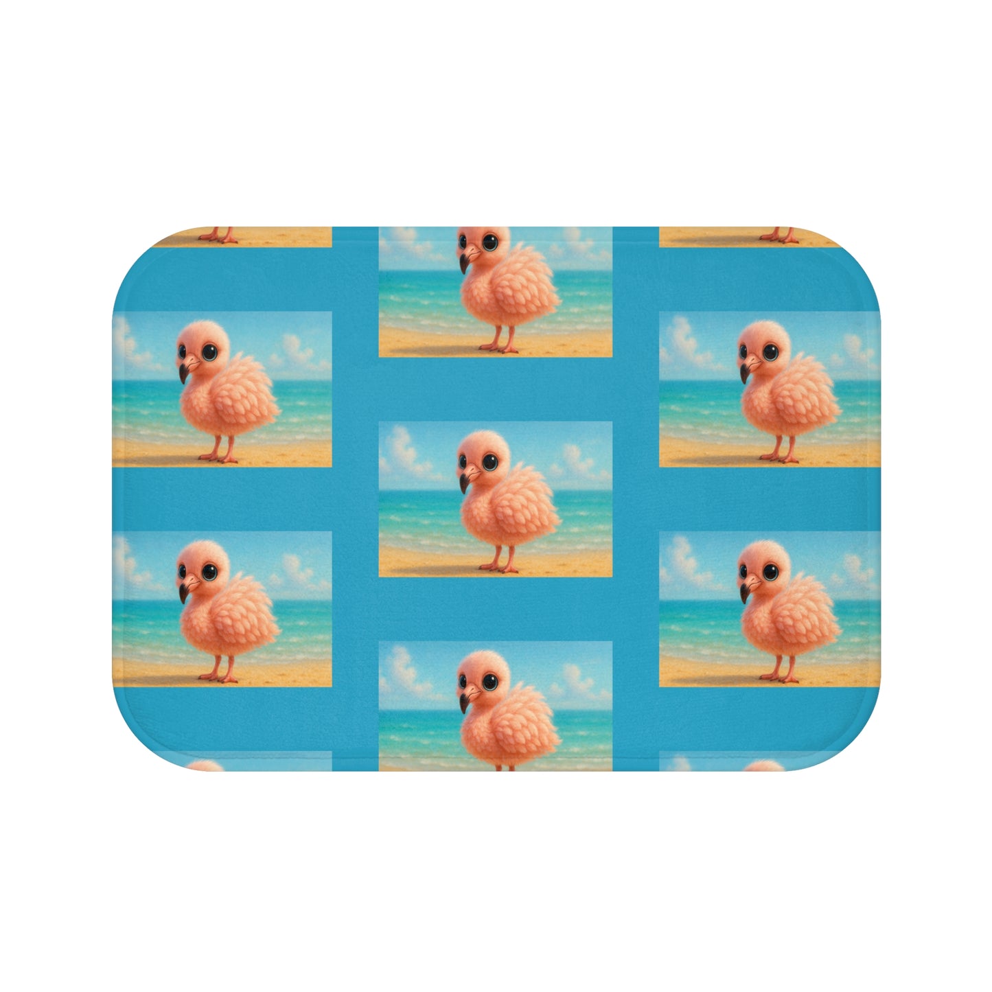 Baby Flamingo/Turquoise Bath Mat, 2 Sizes - Tropical Vibes for Home Decor