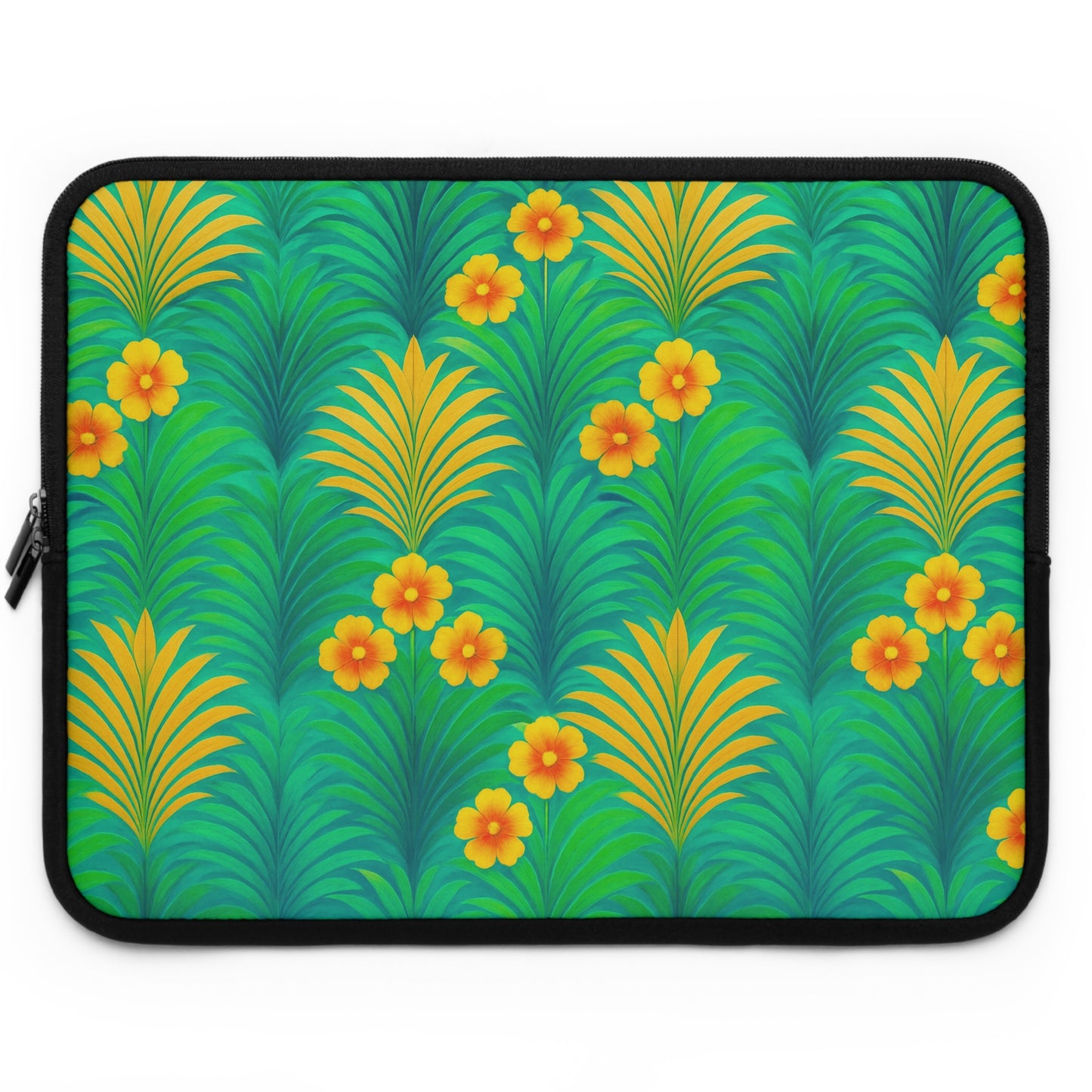 Tropical Laptop Sleeve, 5 Sizes - Perfect for Beach Lovers & Students / Sunrise Palms, Green