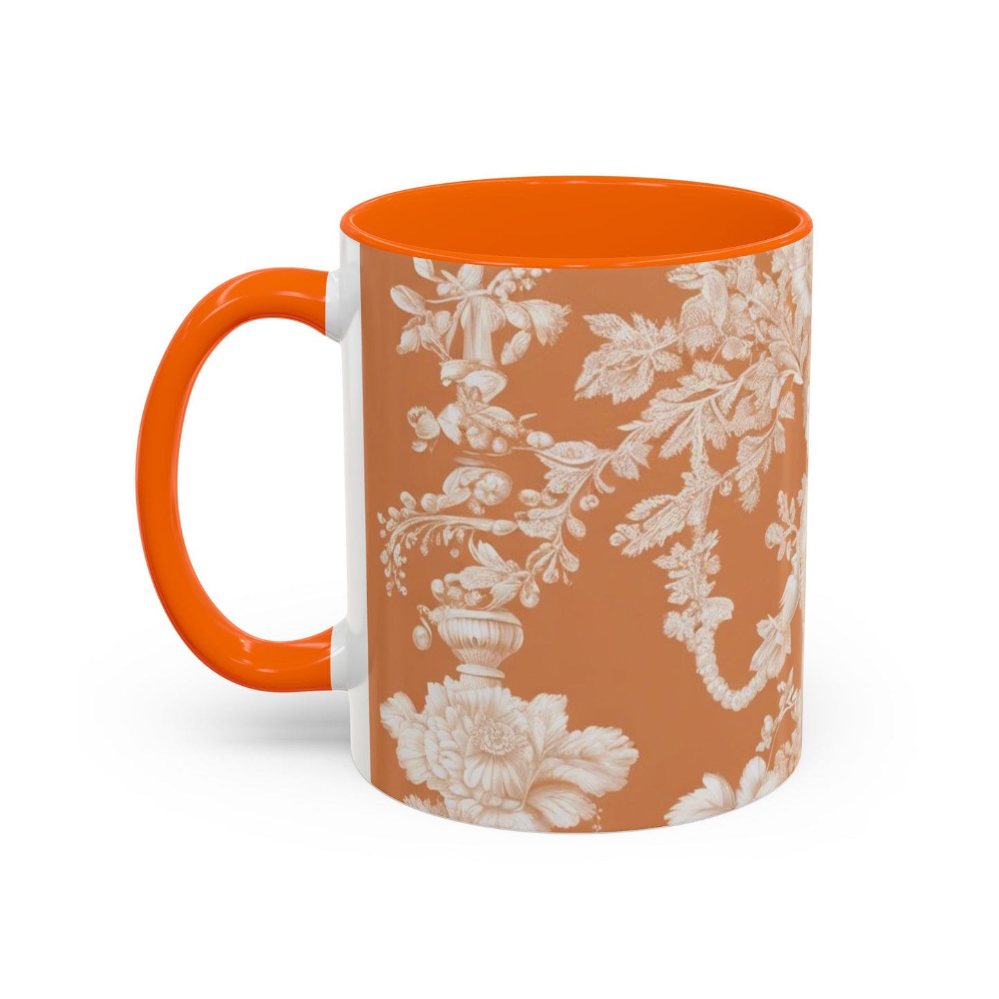 Accent Coffee Mug (11, 15oz), Pearl Lady Toile/Melon, Various Colors