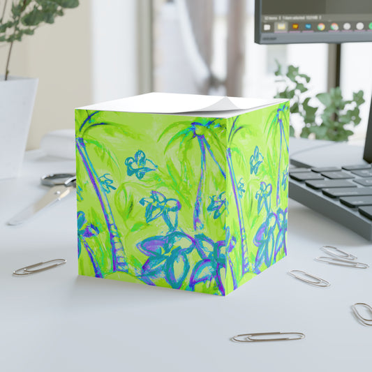 Note Cube - Tropical Doodles, Lime
