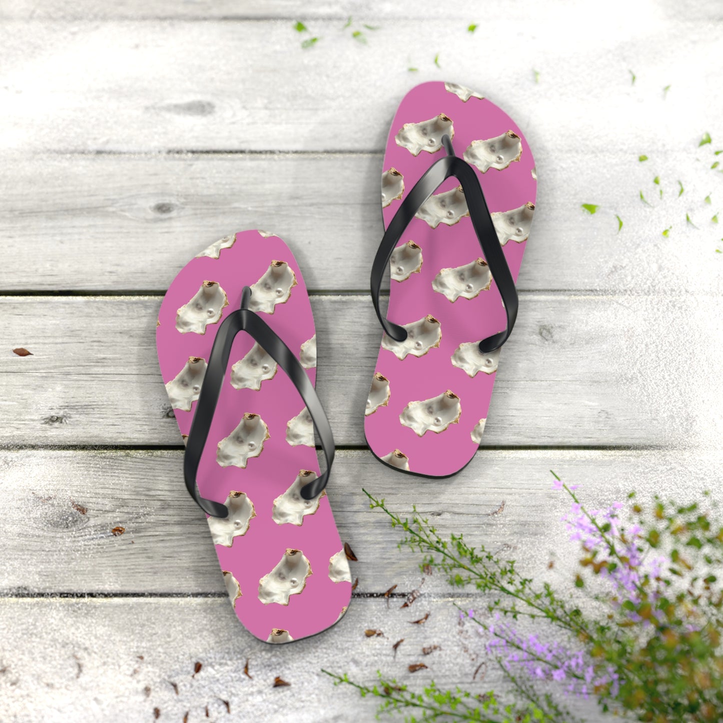 Flip Flops - White Pearl Oyster, light pink