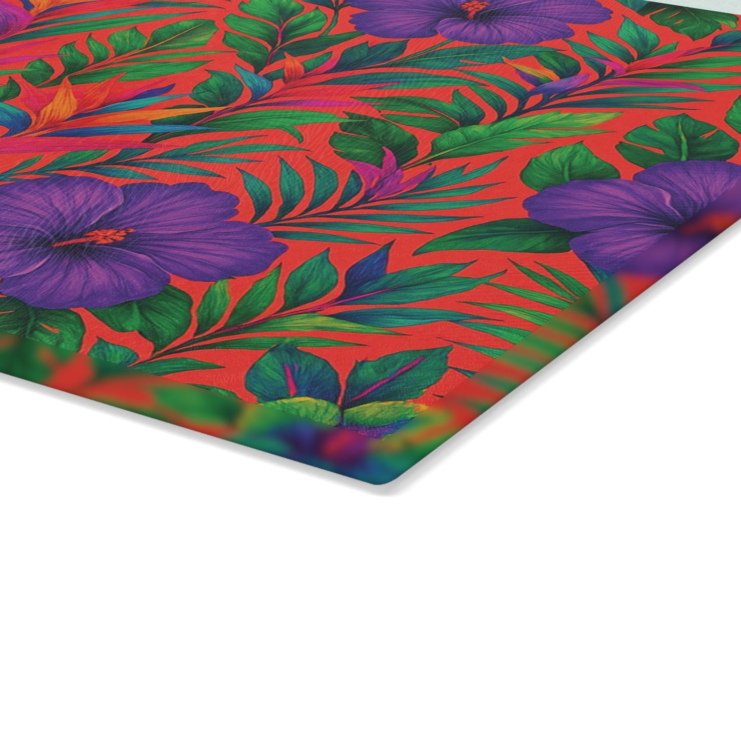 Glass Cutting Board, 2 sizes - Midnight Flower Coral