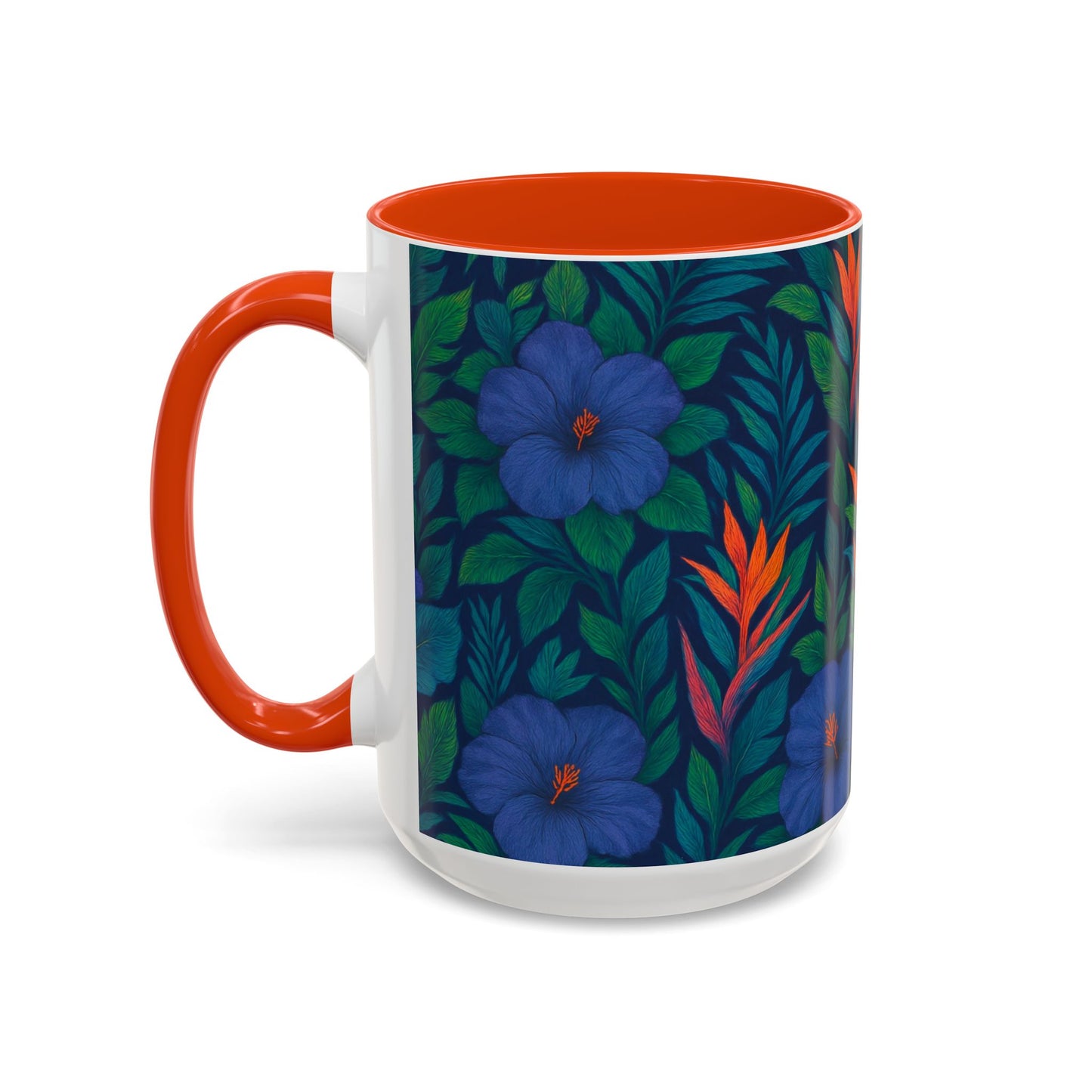 Vibrant Floral Coffee Mug - 11oz & 15oz / Midnight Flower Coral