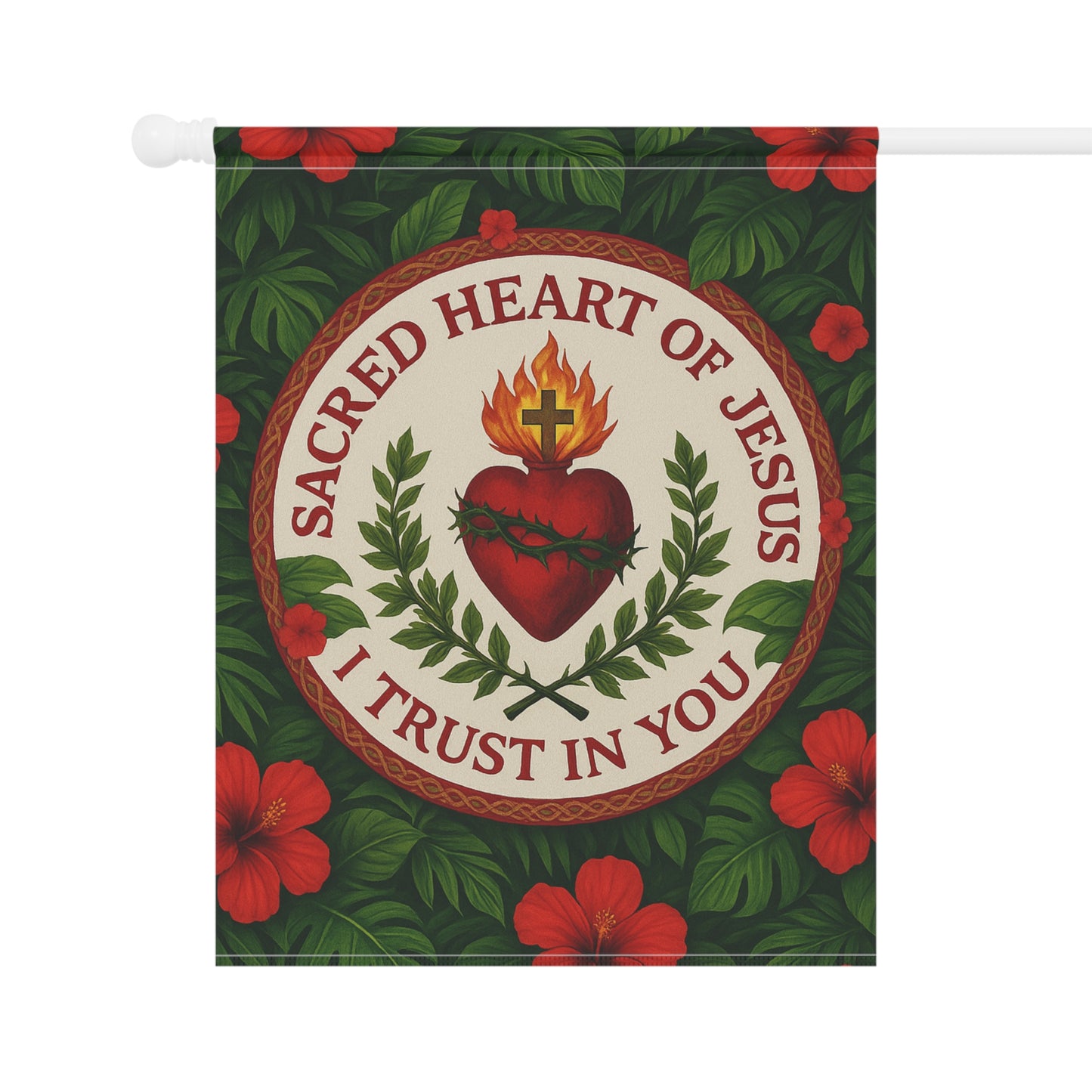 Religious Tropical Garden Flag/Banner  -  Outdoor Decor / Sacred Heart of Jesus