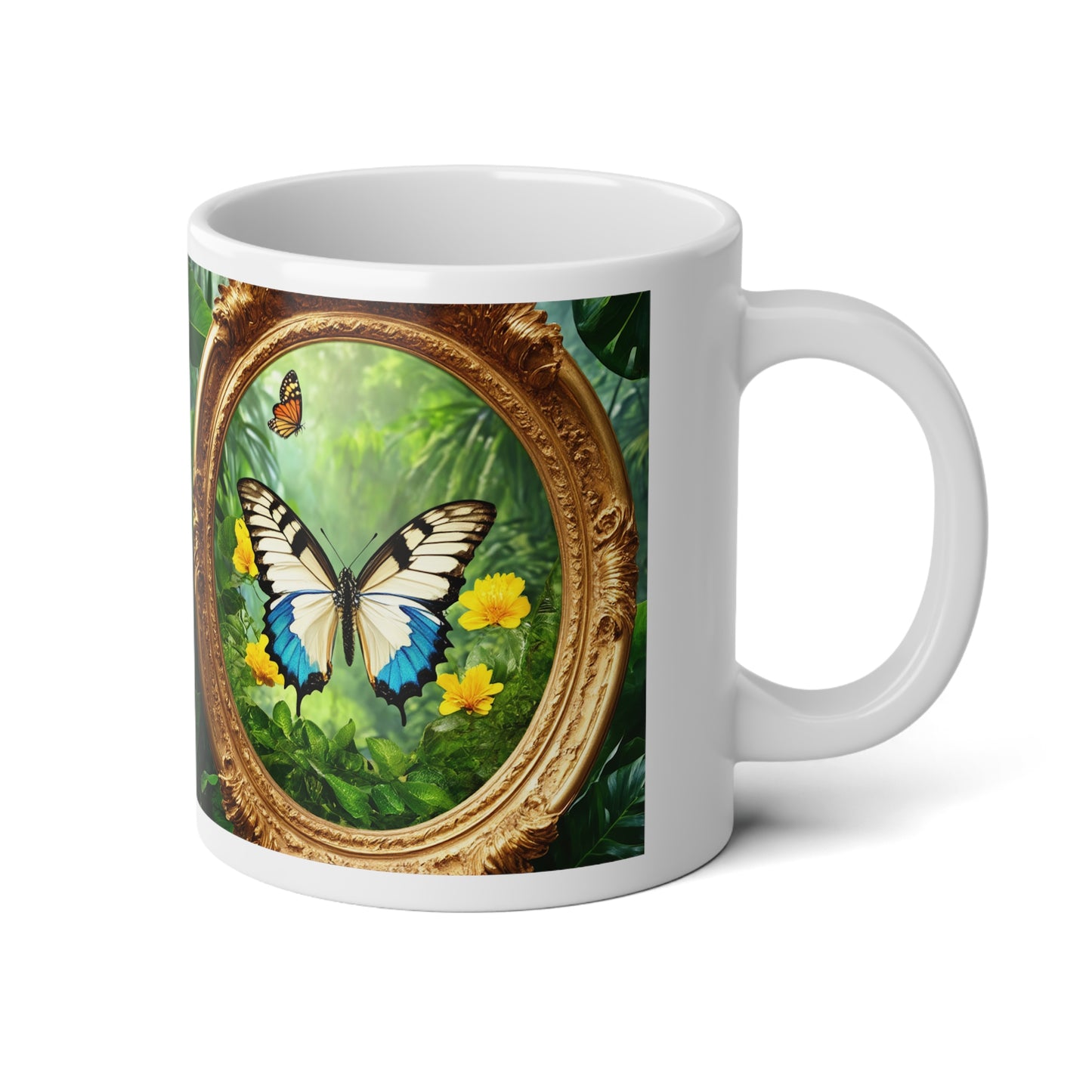 Jumbo Mug, 20oz, Framed Swallowtail Butterfly | Tropical Coffee Cup